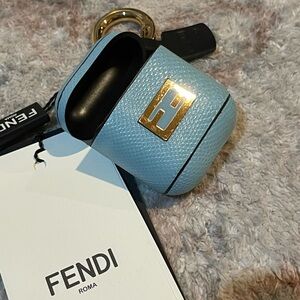 Fendi Light Blue Leather Key Holder